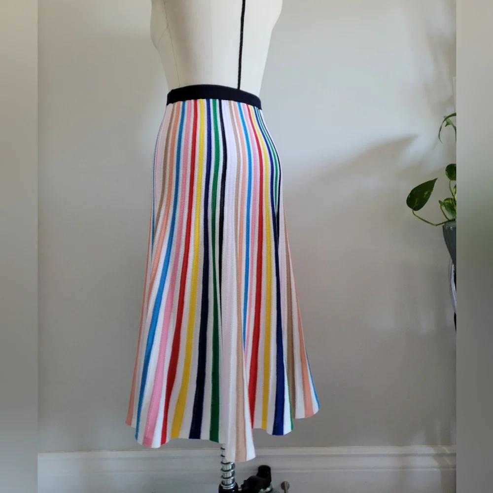 J. CREW multicolour rainbow stripe knit midi skirt - Picture 3 of 12